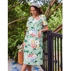 image:imageEkouaer Nightgowns for Women with Pockets Short Sleeve Henley SleepshirtsGreen Blue Floral