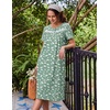 image:imageEkouaer Nightgowns for Women with Pockets Short Sleeve Henley SleepshirtsGreen White Floral