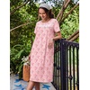 image:imageEkouaer Nightgowns for Women with Pockets Short Sleeve Henley SleepshirtsPink Floral