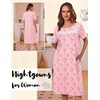 image:imageEkouaer Nightgowns for Women with Pockets Short Sleeve Henley SleepshirtsPink Floral