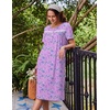image:imageEkouaer Nightgowns for Women with Pockets Short Sleeve Henley SleepshirtsPurple Floral