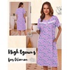 image:imageEkouaer Nightgowns for Women with Pockets Short Sleeve Henley SleepshirtsPurple Floral