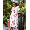 image:imageEkouaer Nightgowns for Women with Pockets Short Sleeve Henley SleepshirtsRed Rose