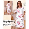 image:imageEkouaer Nightgowns for Women with Pockets Short Sleeve Henley SleepshirtsRed Rose
