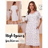 image:imageEkouaer Nightgowns for Women with Pockets Short Sleeve Henley SleepshirtsWhite Pink Floral