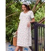 image:imageEkouaer Nightgowns for Women with Pockets Short Sleeve Henley SleepshirtsWhite Pink Floral