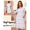 image:imageEkouaer Nightgowns for Women with Pockets Short Sleeve Henley SleepshirtsWhite Purple Floral