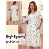image:imageEkouaer Nightgowns for Women with Pockets Short Sleeve Henley SleepshirtsWhite Yellow Floral