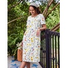 image:imageEkouaer Nightgowns for Women with Pockets Short Sleeve Henley SleepshirtsWhite Yellow Floral