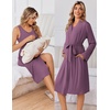 image:imageEkouaer Nursing Gown and Robe Set Labor Delivery Nightgown Hospital DressGray Purple