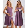 image:imageEkouaer Nursing Gown and Robe Set Labor Delivery Nightgown Hospital DressGray Purple