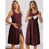 image:imageEkouaer Nursing Gown and Robe Set Labor Delivery Nightgown Hospital DressMaroon
