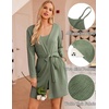 image:imageEkouaer Pajamas for Women Set 3 Piece Soft Waffle Knit Loungewear OutfitArmy Green