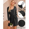 image:imageEkouaer Pajamas for Women Set 3 Piece Soft Waffle Knit Loungewear OutfitBlack