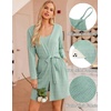 image:imageEkouaer Pajamas for Women Set 3 Piece Soft Waffle Knit Loungewear OutfitGrey Green