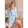 image:imageEkouaer Pajamas for Women Set 3 Piece Soft Waffle Knit Loungewear OutfitLight Blue