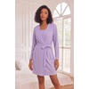 image:imageEkouaer Pajamas for Women Set 3 Piece Soft Waffle Knit Loungewear OutfitLight Purple