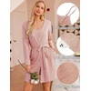 image:imageEkouaer Pajamas for Women Set 3 Piece Soft Waffle Knit Loungewear OutfitPink