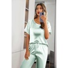 image:imageEkouaer Pajamas for Women Set Silky Satin 2 Piece Lounge Sets with PocketsAqua Green