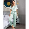 image:imageEkouaer Pajamas for Women Set Silky Satin 2 Piece Lounge Sets with PocketsAqua Green