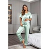 image:imageEkouaer Pajamas for Women Set Silky Satin 2 Piece Lounge Sets with PocketsAqua Green