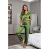 image:imageEkouaer Pajamas for Women Set Silky Satin 2 Piece Lounge Sets with PocketsArmy Green