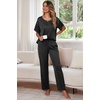 image:imageEkouaer Pajamas for Women Set Silky Satin 2 Piece Lounge Sets with PocketsBlack