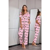 image:imageEkouaer Pajamas for Women Set Silky Satin 2 Piece Lounge Sets with PocketsCheetah