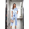 image:imageEkouaer Pajamas for Women Set Silky Satin 2 Piece Lounge Sets with PocketsClear Blue