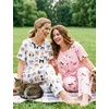 image:imageEkouaer Pajamas for Women Set Silky Satin 2 Piece Lounge Sets with PocketsCute Puppy