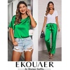 image:imageEkouaer Pajamas for Women Set Silky Satin 2 Piece Lounge Sets with PocketsFresh Green