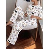 image:imageEkouaer Pajamas for Women Set Silky Satin 2 Piece Lounge Sets with PocketsFunny Cat