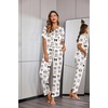 image:imageEkouaer Pajamas for Women Set Silky Satin 2 Piece Lounge Sets with PocketsFunny Cat
