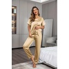 image:imageEkouaer Pajamas for Women Set Silky Satin 2 Piece Lounge Sets with PocketsGold