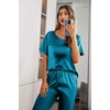 image:imageEkouaer Pajamas for Women Set Silky Satin 2 Piece Lounge Sets with PocketsGreen