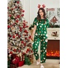 image:imageEkouaer Pajamas for Women Set Silky Satin 2 Piece Lounge Sets with PocketsGreen Christmas