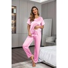 image:imageEkouaer Pajamas for Women Set Silky Satin 2 Piece Lounge Sets with PocketsHot Pink