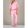 image:imageEkouaer Pajamas for Women Set Silky Satin 2 Piece Lounge Sets with PocketsHot Pink