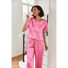 image:imageEkouaer Pajamas for Women Set Silky Satin 2 Piece Lounge Sets with PocketsHot Pink Leopard