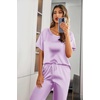 image:imageEkouaer Pajamas for Women Set Silky Satin 2 Piece Lounge Sets with PocketsLavender