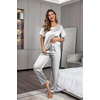 image:imageEkouaer Pajamas for Women Set Silky Satin 2 Piece Lounge Sets with PocketsLight Grey