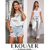 image:imageEkouaer Pajamas for Women Set Silky Satin 2 Piece Lounge Sets with PocketsLight Grey