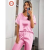 image:imageEkouaer Pajamas for Women Set Silky Satin 2 Piece Lounge Sets with PocketsPink