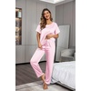 image:imageEkouaer Pajamas for Women Set Silky Satin 2 Piece Lounge Sets with PocketsPink