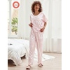 image:imageEkouaer Pajamas for Women Set Silky Satin 2 Piece Lounge Sets with PocketsPink Leopard Print