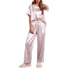 image:imageEkouaer Pajamas for Women Set Silky Satin 2 Piece Lounge Sets with PocketsPink Stripes