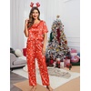 image:imageEkouaer Pajamas for Women Set Silky Satin 2 Piece Lounge Sets with PocketsRed Christmas