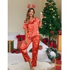 image:imageEkouaer Pajamas for Women Set Silky Satin 2 Piece Lounge Sets with PocketsRed Christmas