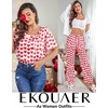 image:imageEkouaer Pajamas for Women Set Silky Satin 2 Piece Lounge Sets with PocketsRed Heart