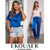 image:imageEkouaer Pajamas for Women Set Silky Satin 2 Piece Lounge Sets with PocketsRoyal Blue